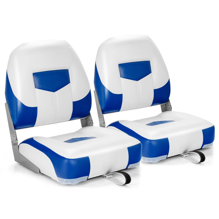 Set Of 2 High Back Folding Boat Seat Fishing Chair with Fully Filled Foam