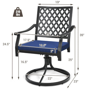 Set of 2 Patio Dining Chairs Outdoor 360° Swivel Rocker Chair Bistro Set with Cushion and Armrest