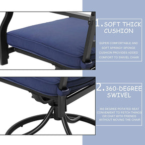Set of 2 Patio Dining Chairs Outdoor 360° Swivel Rocker Chair Bistro Set with Cushion and Armrest