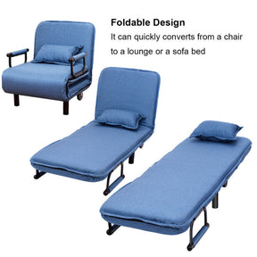 Single Person Recliner Folding Chaise Lounge Couch Convertible Sofa Bed Sleeper Chair with Adjustable Backrest