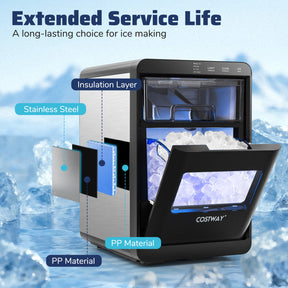 Chewable Nugget Ice Maker for Quick Refreshing Countertop Use