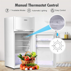 2 Doors Compact Refrigerator 3.4 cu. ft. Cold-rolled Sheet Mini Fridge with Adjustable Removable Shelves