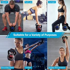 3 Pieces Kettlebell Set 5lbs 10lbs 15lbs Fitness Kettle Bells w/Easy Grip Handle