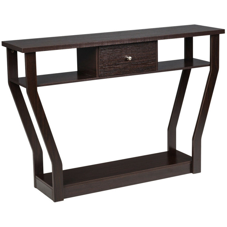 Console Hall Table with Storage Drawer and Shelf for Entryway