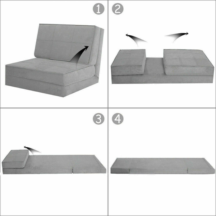 Convertible Lounger Folding Sofa Sleeper Bed with 5 Adjustable Positions