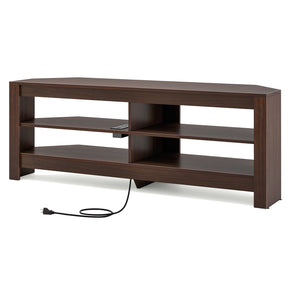 Corner TV Stand with Power Outlet for Living Room and Bedroom