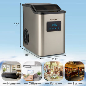 Countertop Nugget Ice Maker with Self-Cleaning for Home and Commercial