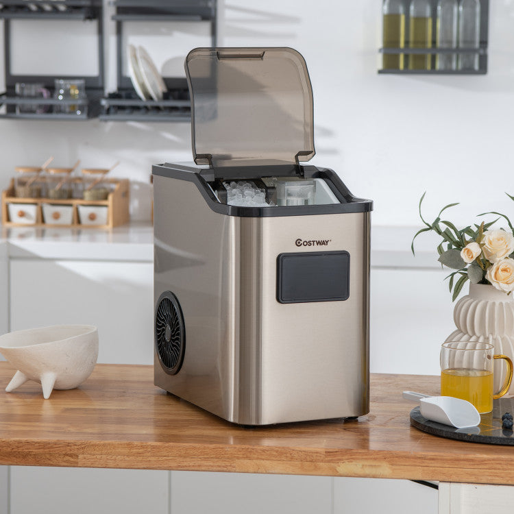 60LBS/24H Countertop Nugget Ice Maker Portable Pebble Ice Machine with 24H Timer and Self-Cleaning Function