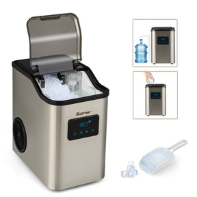 60LBS/24H Countertop Nugget Ice Maker Portable Pebble Ice Machine with 24H Timer and Self-Cleaning Function