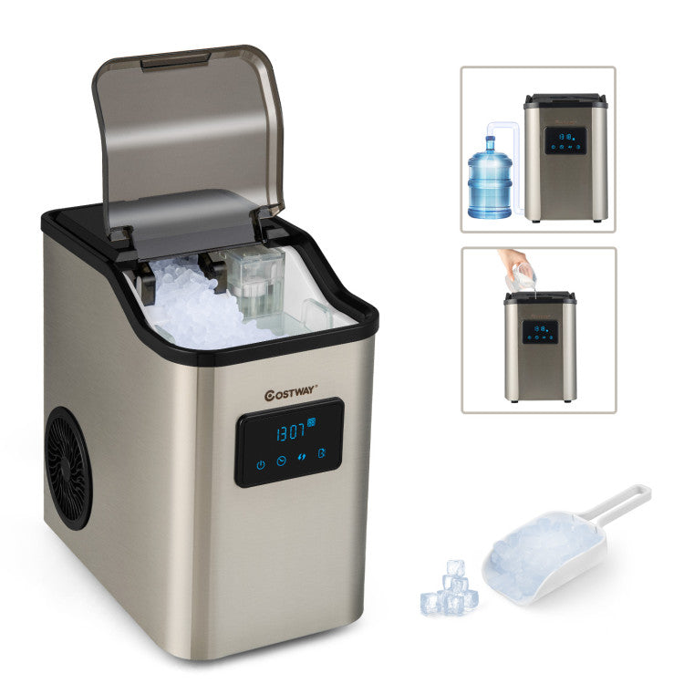 60LBS/24H Countertop Nugget Ice Maker Portable Pebble Ice Machine with 24H Timer and Self-Cleaning Function