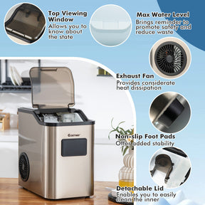 60LBS/24H Countertop Nugget Ice Maker Portable Pebble Ice Machine with 24H Timer and Self-Cleaning Function
