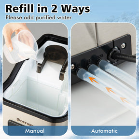 60LBS/24H Countertop Nugget Ice Maker Portable Pebble Ice Machine with 24H Timer and Self-Cleaning Function
