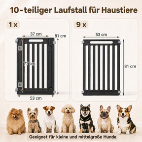 Indoor Outdoor Dog Playpen, 81cm Height, 8/10/12 Panels, Black/White