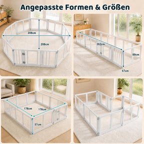 Clear Dog Playpen with Secure Locking Door, 6/8 Panels, White