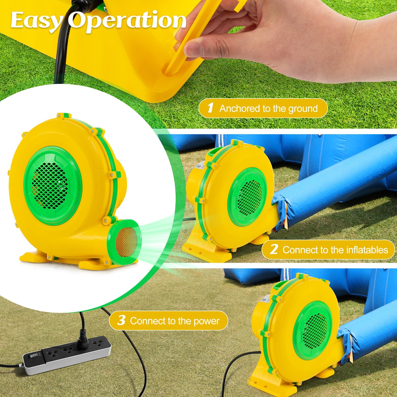 750W 1 HP Electric Blower, 3250 PA Air Blower for Inflatables