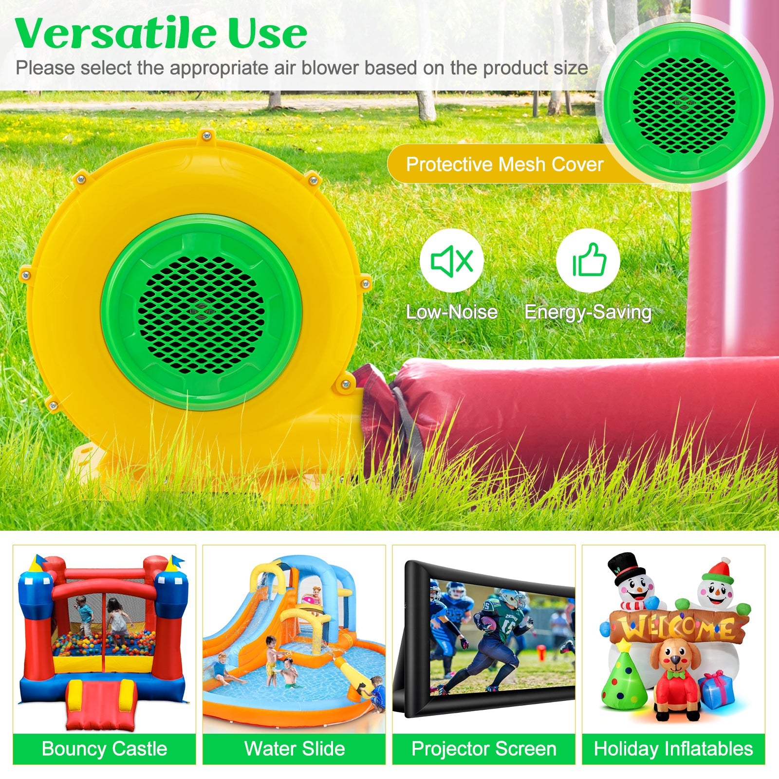 950W 1.3 HP Electric Blower, 2160 PA PA Air Blower for Inflatables