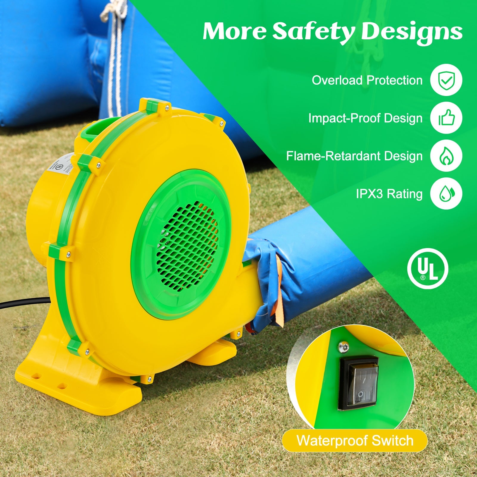 950W 1.3 HP Electric Blower, 2160 PA PA Air Blower for Inflatables