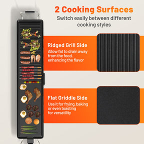 100 cm Electric Griddle, Extra Large Teppanyaki Grill with 2 Nonstick Surfaces
