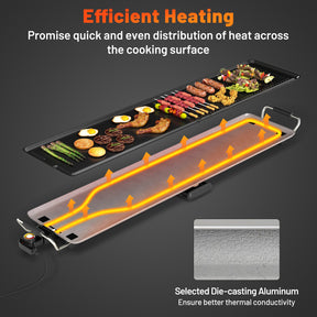 100 cm Electric Griddle, Extra Large Teppanyaki Grill with 2 Nonstick Surfaces