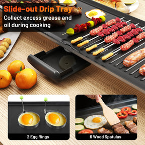 100 cm Electric Griddle, Extra Large Teppanyaki Grill with 2 Nonstick Surfaces