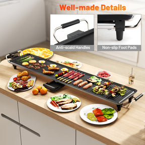 100 cm Electric Griddle, Extra Large Teppanyaki Grill with 2 Nonstick Surfaces