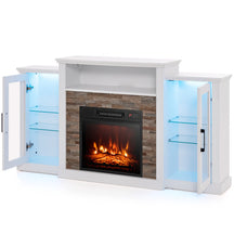 Electric Fireplace TV Stand Console Mantel Entertainment Center with Adjustable Glass Shelves and Remote Control For TVs up to 65”