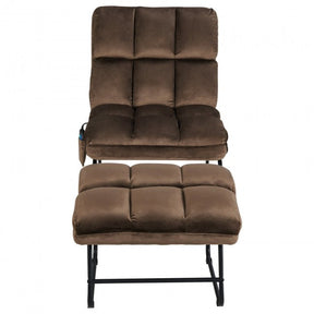 Electric Massage Sofa Chair Velvet Fabric Massage Couch with Ottoman and Side Pocket
