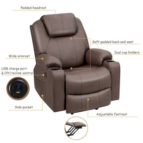 Electric Power Lift Multifunction Electric Massage Recliner Sofa with Pockets and Cup Holders