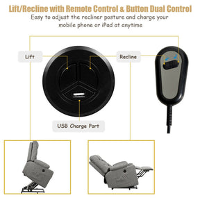 Electric Power Lift Recliner Chair Motorized Massage Sofa Chair with 8-Point Massage and Lumbar Heat for Elderly