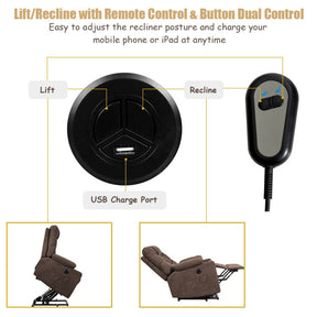 Electric Power Lift Recliner Chair Motorized Massage Sofa Chair with 8-Point Massage and Lumbar Heat for Elderly