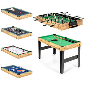 10-in-1 Multi Game Table Set, Combo Game Table with Air Hockey, Foosball, Table Tennis, Pool, Bowling & Board Games for Adults Family, Home Game Room