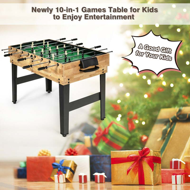10-in-1 Multi Game Table Set, Combo Game Table with Air Hockey, Foosball, Table Tennis, Pool, Bowling & Board Games for Adults Family, Home Game Room