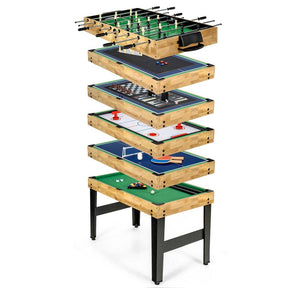 10-in-1 Multi Game Table Set, Combo Game Table with Air Hockey, Foosball, Table Tennis, Pool, Bowling & Board Games for Adults Family, Home Game Room