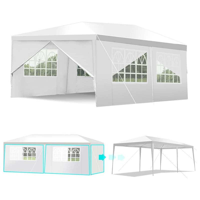 10 x 20 FT Outdoor Gazebo Canopy Tent Party Wedding Event Tent with 6 Removable Sidewalls & Carry Bag