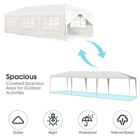 10 x 30 FT Outdoor Gazebo Canopy Tent Party Wedding Event Tent with 6 Removable Sidewalls & 2 Doorways