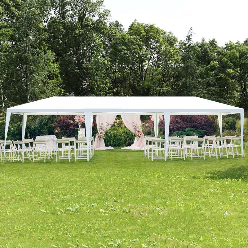 10 x 30 FT Outdoor Canopy Tent, Party Wedding Event Tent with Strong Connection Stakes & Ropes