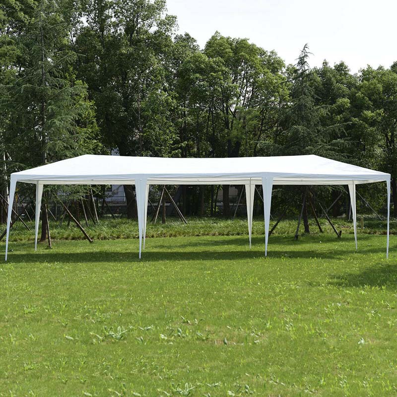 10 x 30 FT Outdoor Canopy Tent, Party Wedding Event Tent with Strong Connection Stakes & Ropes