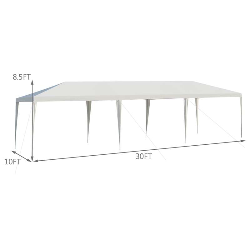 10 x 30 FT Outdoor Canopy Tent, Party Wedding Event Tent with Strong Connection Stakes & Ropes