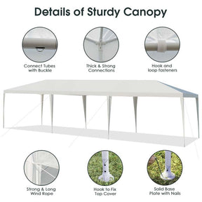 10 x 30 FT Outdoor Canopy Tent, Party Wedding Event Tent with Strong Connection Stakes & Ropes