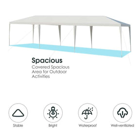 10 x 30 FT Outdoor Canopy Tent, Party Wedding Event Tent with Strong Connection Stakes & Ropes