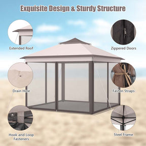 11 x 11 FT Pop Up Gazebo Tent Portable Canopy Shelter with Carry Bag & Mesh Netting