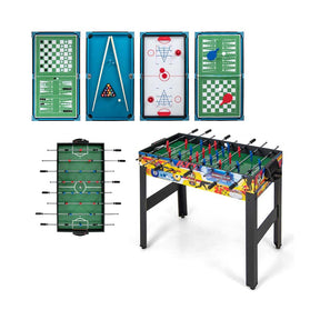 12-in-1 Multi Game Table Set, 48" Combo Game Table with Foosball, Hockey, Ping Pong, Pool, Chess, Bowling, Checkers & Shuffleboard for Home Office Bar