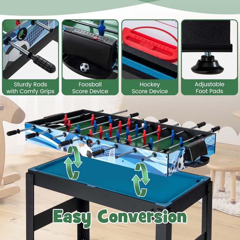 14-in-1 Multi Game Table, 48" Combo Game Table with Hockey, Foosball, Pool, Table Tennis, Basketball, Bowling for Kids Adults, Home Arcade, Game Room
