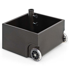 170 lbs 2-in-1 Patio Fillable Umbrella Base, Heavy Duty Umbrella Stand with Wheels, Planter Box & Drainage Hole for Patio Garden Poolside