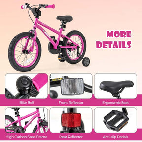 16" Kids Bike for 4-7 Years Old Girls Boys Sport Bicycle with Adjustable Saddle, Training Wheels, Reflectors