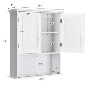 2-Door Wall Mounted Bathroom Storage Cabinet with Adjustable Shelf, Over The Toilet Cabinet, Wood Hanging Medicine Cabinet