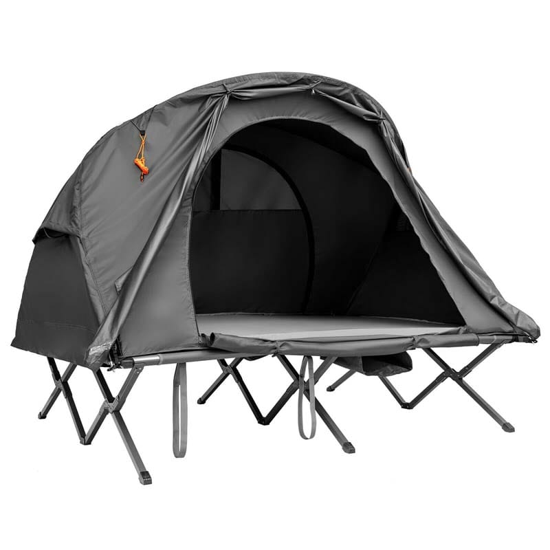 2-Person Folding Camping Tent Cot, 4-in-1 Elevated Off-Ground Tent with Mattress, Cover & Carrying Roller Bag for Hiking & Traveling