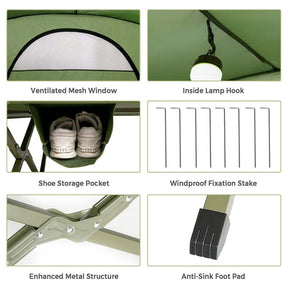 2-Person Folding Camping Tent Cot, 4-in-1 Elevated Off-Ground Tent with Mattress, Cover & Carrying Roller Bag for Hiking & Traveling