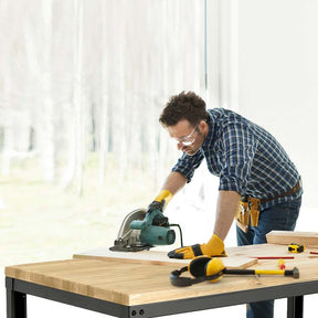 48" Adjustable Workbench Oak Wood Work Table 1760 LBS Heavy-Duty Workstation for Garage Workshop