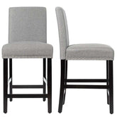 25" Linen Fabric Bar Stools Set of 2, Upholstered Counter Height Dining Chairs for Kitchen Island Pub Bistro